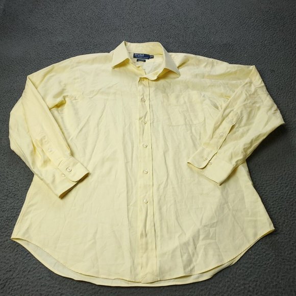 Polo Ralph Lauren Button Shirt Mens 16.5 32/33 Sleeve Yellow - Picture 1 of 6